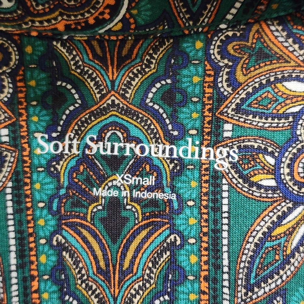 Soft Surroundings Cotton Modal Paisley Boho Swing Maxi Dress XS Small 3/4 Sleeve - Picture 8 of 10